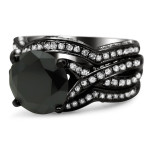 Black Gold 4 2/5ct TDW Black Diamond Three Band Bridal Set - Handcrafted By Name My Rings™ Black Gold 4 2/5ct TDW Black Diamond Three Band Bridal Set - Handcrafted By Name My Rings™