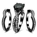 Black Gold 4 2/5ct TDW Black Diamond Three Band Bridal Set - Handcrafted By Name My Rings™ Black Gold 4 2/5ct TDW Black Diamond Three Band Bridal Set - Handcrafted By Name My Rings™