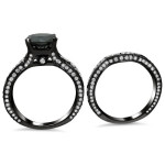 Black Gold 4 2/5ct TDW Black Diamond Three Band Bridal Set - Handcrafted By Name My Rings™ Black Gold 4 2/5ct TDW Black Diamond Three Band Bridal Set - Handcrafted By Name My Rings™