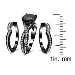 Black Gold 4 2/5ct TDW Black Diamond Three Band Bridal Set - Handcrafted By Name My Rings™ Black Gold 4 2/5ct TDW Black Diamond Three Band Bridal Set - Handcrafted By Name My Rings™