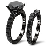 Black Gold 4 2/5ct TDW Black Round Diamond Bridal Set - Handcrafted By Name My Rings™