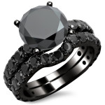 Black Gold 4 2/5ct TDW Black Round Diamond Bridal Set - Handcrafted By Name My Rings™