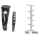 Black Gold 4 2/5ctw Black Cushion-cut Diamond Bridal Ring Set - Handcrafted By Name My Rings™