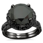 Black Gold 4ct TDW Black Diamond Engagement Ring Bridal Set - Handcrafted By Name My Rings™
