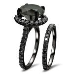 Black Gold 4ct TDW Black Diamond Engagement Ring Bridal Set - Handcrafted By Name My Rings™