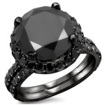 Black Gold 4ct TDW Black Diamond Engagement Ring Bridal Set - Handcrafted By Name My Rings™