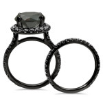 Black Gold 4ct TDW Black Diamond Engagement Ring Bridal Set - Handcrafted By Name My Rings™