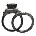 Black Gold 5ct Black Round Diamond Engagement Bridal Ring Set - Handcrafted By Name My Rings™