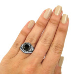 Black Gold 5ct Black Round Diamond Engagement Bridal Ring Set - Handcrafted By Name My Rings™