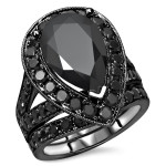 Black Gold 6ct TDW Black Pear-cut Diamond Bridal Set - Handcrafted By Name My Rings™