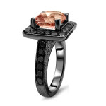 Black Gold Cushion-cut Morganite and Black Diamond Engagement Ring - Handcrafted By Name My Rings™