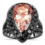 Black Gold Morganite and 1 1/2ct TDW Black Diamond Engagement Ring - Handcrafted By Name My Rings™