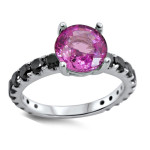 Black Gold Pink Sapphire 1ct TDW Black Diamond Engagement Ring - Handcrafted By Name My Rings™