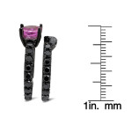 Black Gold Pink Sapphire and 2 1/6 TDW Black Diamond Bridal Ring Set - Handcrafted By Name My Rings™