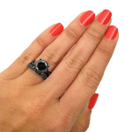Black Plated 4 3/5 ct TDW Black Diamond Ring Set - Handcrafted By Name My Rings™