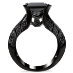 Black Rhodium Gold 3 4/5ctw Black Diamond Pink Sapphire Bridal Set - Handcrafted By Name My Rings™