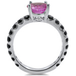 Black Rhodium-plated Gold 2 1/4 TGW Pink Sapphire and 1ct TDW Black Diamond Enga - Handcrafted By Name My Rings™