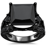 Black Rhodium-plated Gold 6ct. TDW Black Princess-cut Diamond Ring - Handcrafted By Name My Rings™