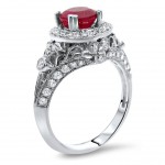 Gold 1ct TGW Round Ruby and 5/8ct TDW Diamond Engagement Ring - Handcrafted By Name My Rings™