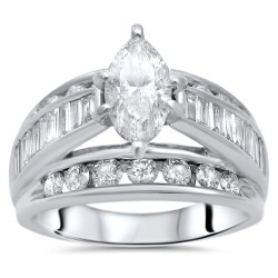 Gold 2 1/2 ct TDW Marquise Diamond Engagement Ring - Handcrafted By Name My Rings™