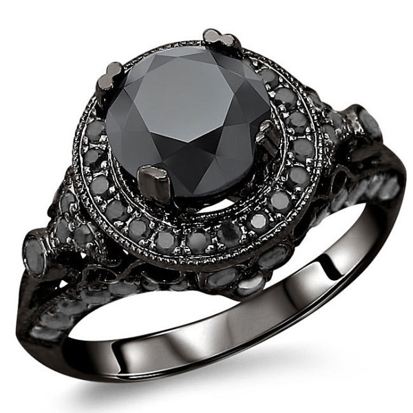 Gold 2 1/2ct TDW Black Diamond Ring - Handcrafted By Name My Rings™
