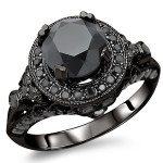 Gold 2 1/2ct TDW Black Diamond Ring - Handcrafted By Name My Rings™