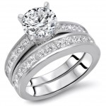 Gold 2 1/2ct TDW Round Diamond Natural Engagement Ring Set Band - Handcrafted By Name My Rings™