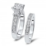Gold 2 3/4ct TDW Princess-cut Diamond Bridal Set - Handcrafted By Name My Rings™