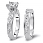 Gold 2 7/8ct TDW Cushion-cut Diamond Enhanced Engagement Ring Set - Handcrafted By Name My Rings™