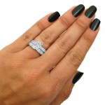 Gold 2 7/8ct TDW Round Diamond Enhanced Engagement Ring Set - Handcrafted By Name My Rings™