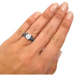 Gold Cushion MoissaniteBlack White Diamond Engagement Ring - Handcrafted By Name My Rings™