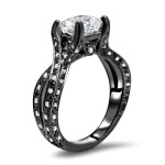 Gold Cushion MoissaniteBlack White Diamond Engagement Ring - Handcrafted By Name My Rings™