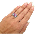 Gold GIA Certified 2 1/5ct TGW Pink Sapphire and 1 1/2ct TDW Black Diamond Engagement Ring - Handcrafted By Name My Rings™
