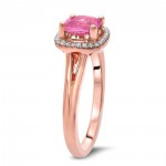 Rose Gold 1 1/10 TGW Cushion Cut Pink Sapphire Diamond Engagement Ring - Handcrafted By Name My Rings™