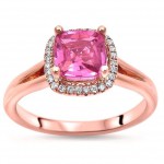 Rose Gold 1 1/10 TGW Cushion Cut Pink Sapphire Diamond Engagement Ring - Handcrafted By Name My Rings™