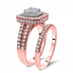 Rose Gold 1 1/3ct TDW Princess-cut Diamond Enhanced Bridal Set - Handcrafted By Name My Rings™