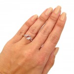 Rose Gold 1 3/5ct TGW Round Morganite and 1/5ct TDW Diamond Engagement Ring - Handcrafted By Name My Rings™