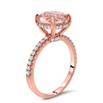 Rose Gold 1 9/10ct TGW Round-cut Morganite and Diamond Engagement Ring - Handcrafted By Name My Rings™