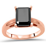Rose Gold 2 1/2ct TDW Emerald-cut Black Diamond Engagement Ring - Handcrafted By Name My Rings™