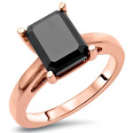 Rose Gold 2 1/2ct TDW Emerald-cut Black Diamond Engagement Ring - Handcrafted By Name My Rings™