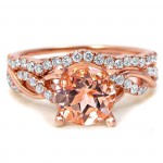 Rose Gold 2/5ct TDW Diamond and Morganite Bridal Set - Handcrafted By Name My Rings™