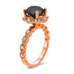 Rose Gold 2ct TDW Round-cut Black Diamond Art Deco Vintage Style Ring - Handcrafted By Name My Rings™