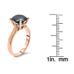 Rose Gold 3 1/2ct TDW Round Black Diamond Solitaire Engagement Ring - Handcrafted By Name My Rings™