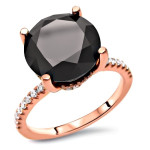 Rose Gold 3 1/4ct tdw Round Black Diamond Engagement Ring - Handcrafted By Name My Rings™