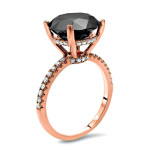 Rose Gold 3 1/4ct tdw Round Black Diamond Engagement Ring - Handcrafted By Name My Rings™