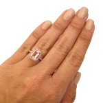 Rose Gold Emerald-cut Morganite and 1/3ct TDW Diamond Engagement Ring - Handcrafted By Name My Rings™