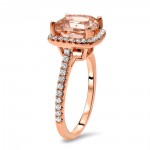 Rose Gold Morganite 1/4ct TDW Diamond Cushion-cut Engagement Ring - Handcrafted By Name My Rings™