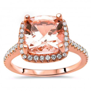 Rose Gold Morganite 1/4ct TDW Diamond Cushion-cut Engagement Ring - Handcrafted By Name My Rings™