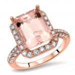 Rose Gold Morganite and 1 1/5ct TDW White Diamond Bridal Set - Handcrafted By Name My Rings™