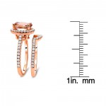 Rose Gold Morganite and 1/2ct TDW White Diamond Engagement Bridal Set - Handcrafted By Name My Rings™
